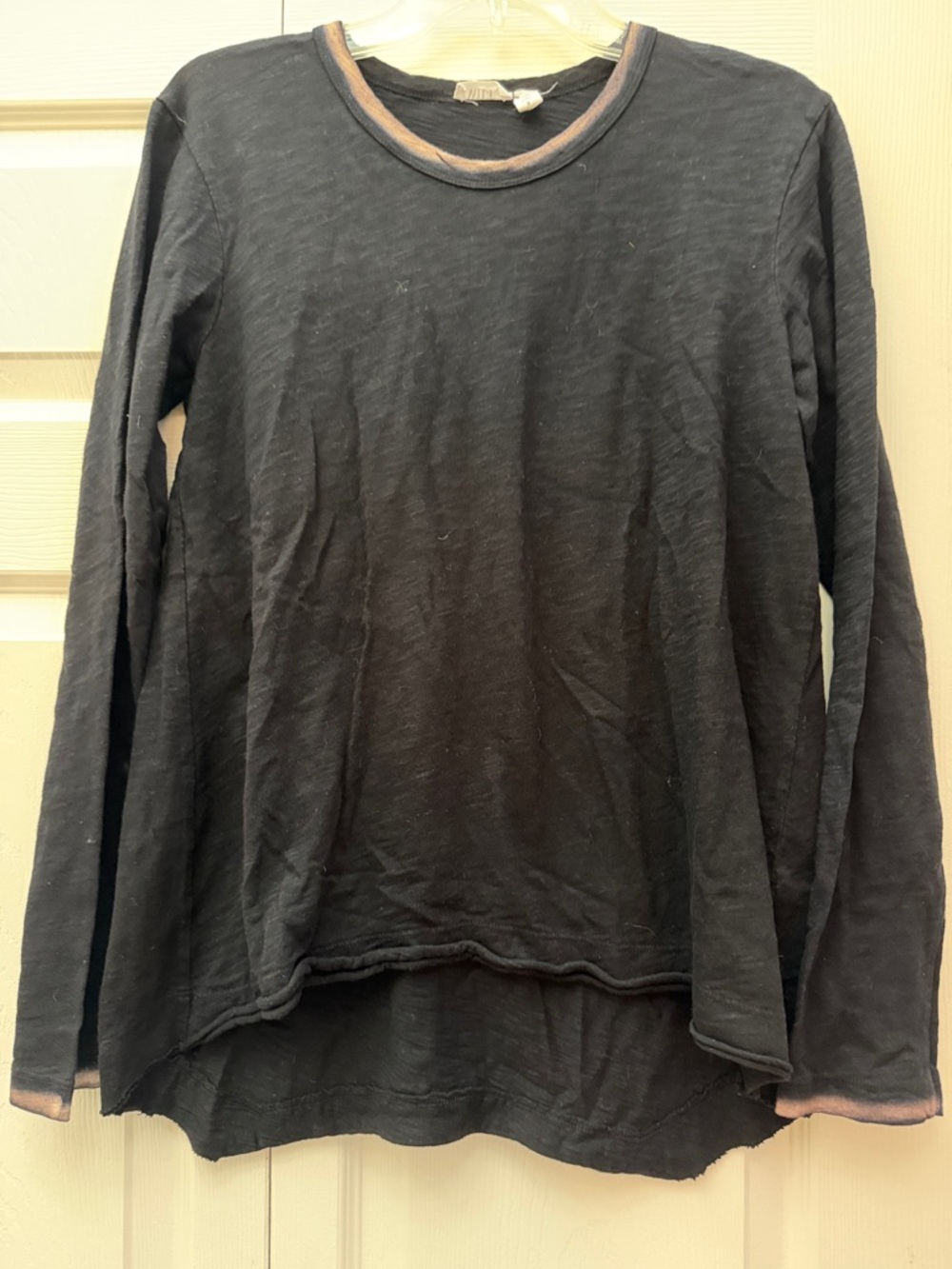 Wilt Black Long Sleeve Tee with Brown Trim